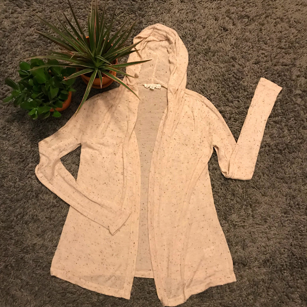 Multi-Color Speckled Hooded Cardigan